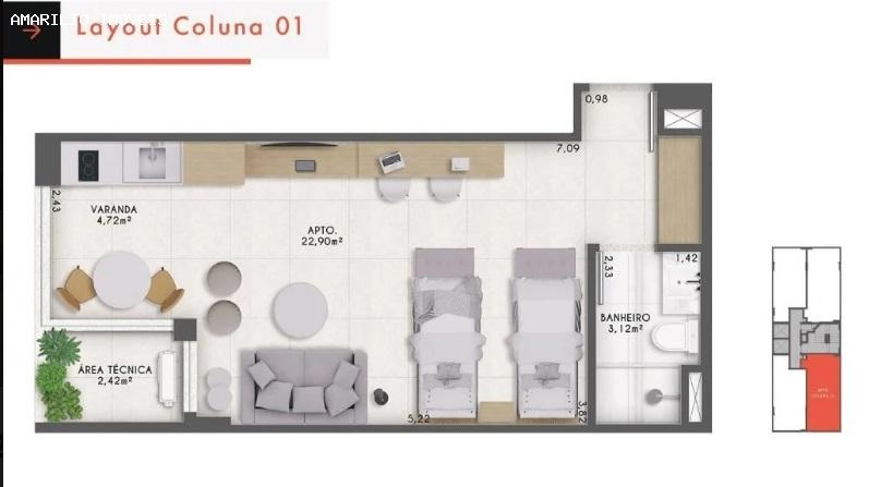Flat/Apart Hotel, 1 quarto, 31 m² - Foto 17